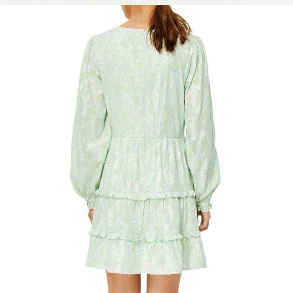 🌻Roller Rabbit Clermont Nori Tiered Dress – Size Small, Mint Green with Silver - Picture 6 of 11